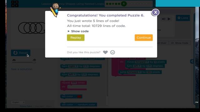 Code.org - Course E (2019) - Lesson 12 : Fancy Shapes Using Nested Loops смотреть онлайн