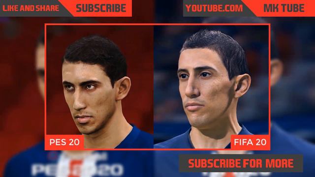 PES 2020 Vs FIFA 20 PSG Player Faces Comparison Season 2019/20 смотреть онлайн
