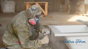 Подрезка ванны из литьевого мрамора