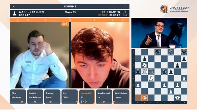 Magnus Carlsen Tricks Eric Hansen in Endgame in 2022 Charity Cup смотреть онлайн