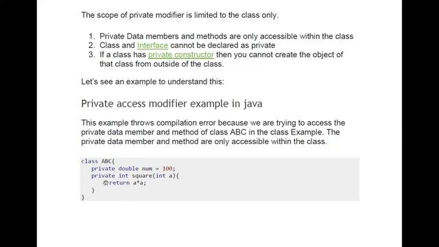 Java Access Modifiers смотреть онлайн