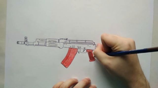 Рисуем поэтапно автомат Калашникова АК 74 смотреть онлайн