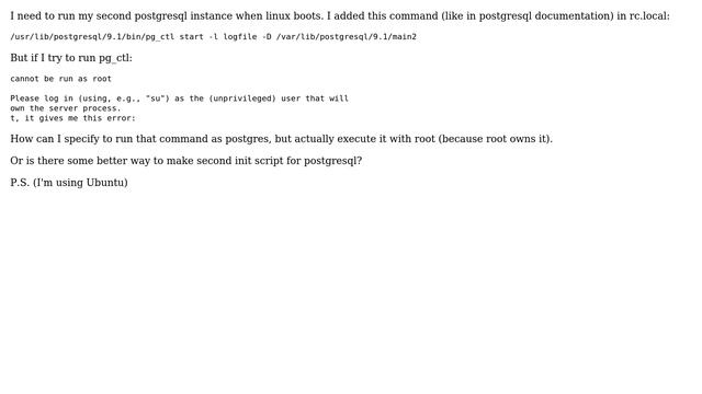 Postgresql starup script for second instance? смотреть онлайн