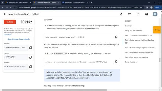 Dataflow Qwik start Python - Cloud Computing - 31541Z6BA - 2023 смотреть онлайн