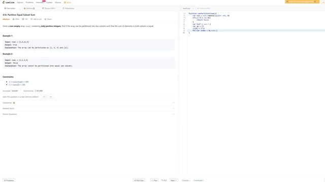 416. Partition Equal Subset Sum - JavaScript - Easy And Fast смотреть онлайн