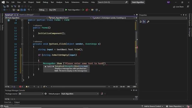 C# Hash Algorithm SHA256, 384, 512 and MD5 in Visual Studio смотреть онлайн
