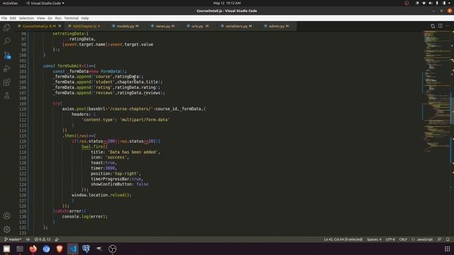 Django ReactJs LMS #51|Course rating System|Enroll Student can rate course|DRF depth with post data смотреть онлайн