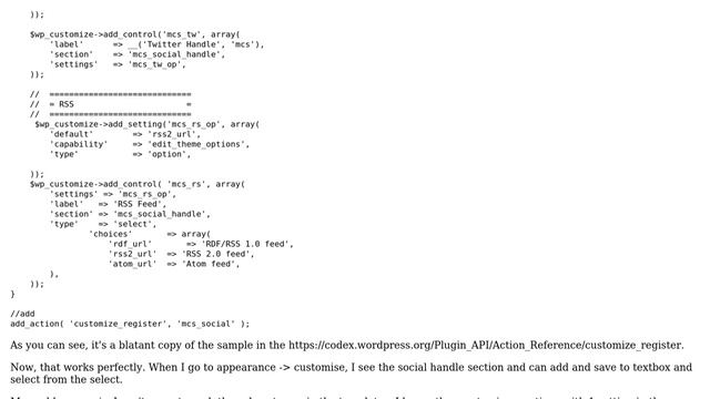 Wordpress: customize_register with Multiple controls/settings - how to get values? смотреть онлайн