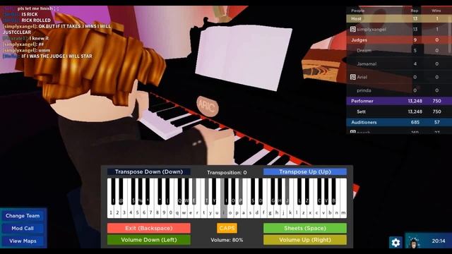 Never Gonna Give You Up Piano [ Sheet Remastered ] | Roblox Talent Show смотреть онлайн