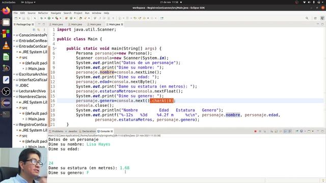 Registros con entrada de datos usando Scanner y formato; en Java Estructurado смотреть онлайн