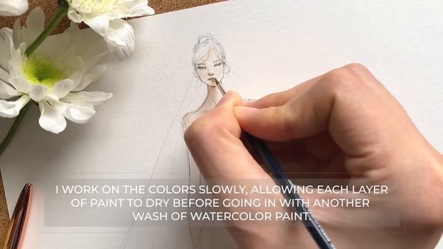 How To Draw A Wedding Dress | Watercolor Fashion Illustration Tutorial смотреть онлайн