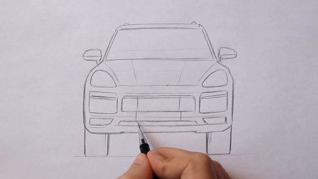 Как нарисовать машину Порше поэтапно | Porsche Cayenne рисунок смотреть онлайн