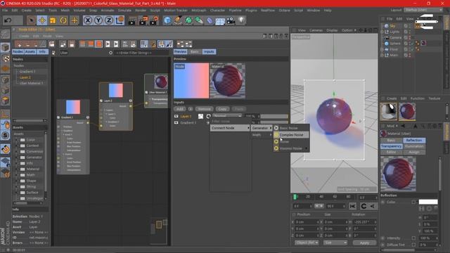 Colorful Glass Node Material Using Noise & Gradient w/o Octane | Cinema 4D Tutorial смотреть онлайн