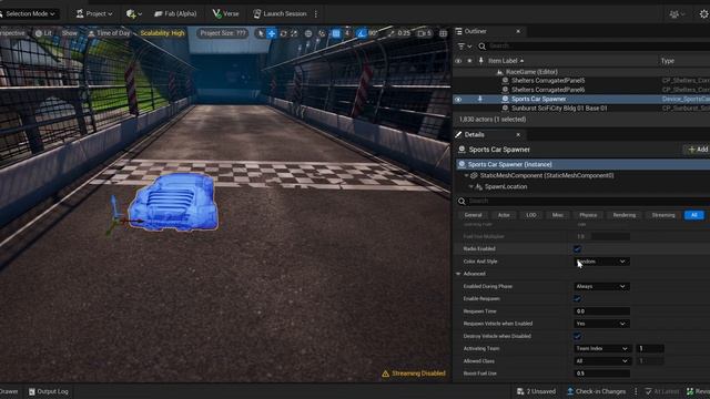 UEFN: Let's Make A Racing Game 3 (Player and Car Spawners) смотреть онлайн
