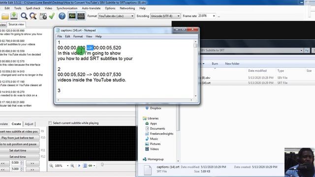 How To Convert YouTube's SBV Subtitle To SRT