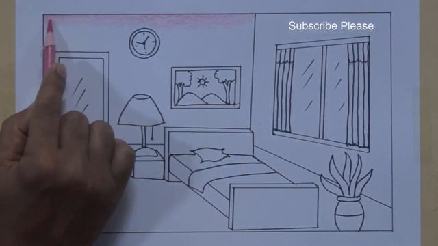 How to draw bedroom | Bedroom drawing for beginners смотреть онлайн