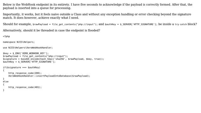 Code Review: Naive php web hook endpoint for use in a production environment смотреть онлайн