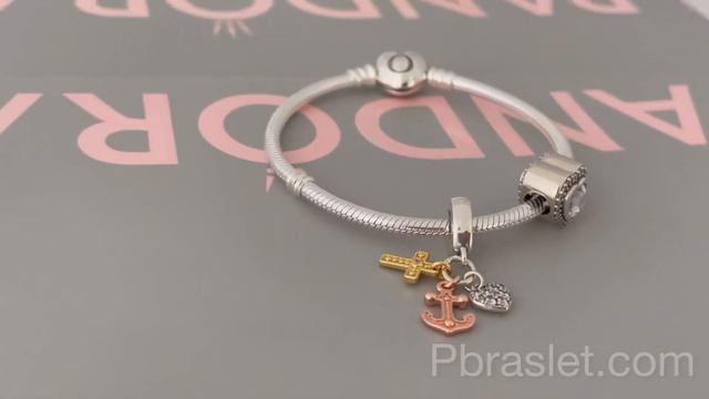 Комплект Пандора браслет с застежкой в виде сердца, подвеска Сердце крест якорь,шарм Сияющая любовь смотреть онлайн
