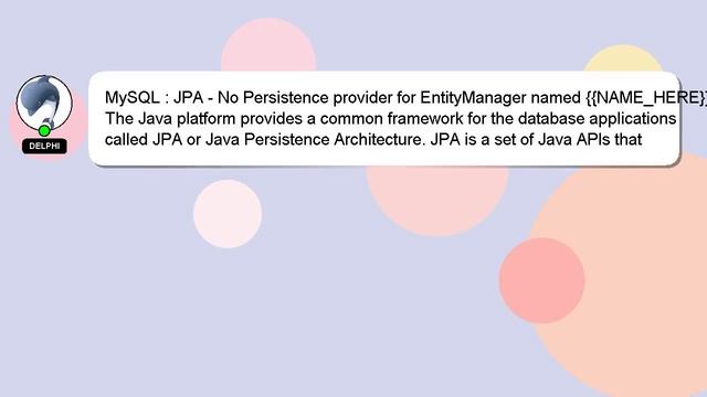 MySQL : JPA - No Persistence provider for EntityManager named {{NAME_HERE}} смотреть онлайн
