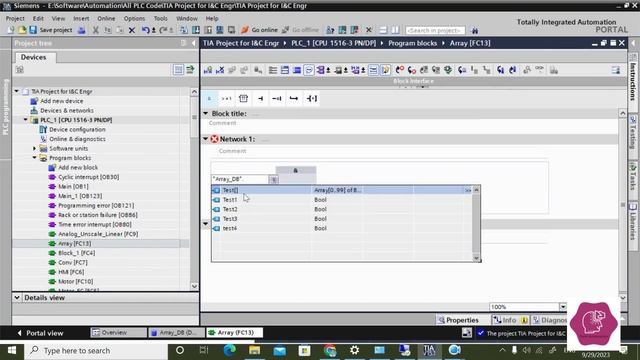 TIA Portal: Use of Array смотреть онлайн