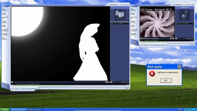 Bad apple in Windows XP and the lyrics are windows error messages (English lyrics) смотреть онлайн