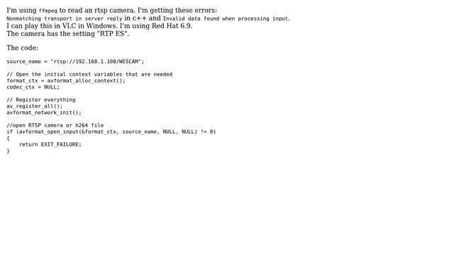 ffmpeg rtsp error: Nonmatching transport in server reply смотреть онлайн