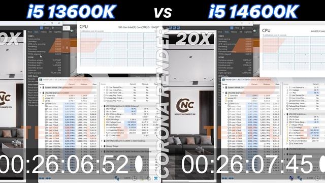 Intel Core i5 13600K vs i5 14600K Render Corona | 3D TestLab смотреть онлайн