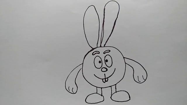 Как нарисовать смешариков зайца Крошу. Шаг за шагом просто рисуем простые рисунки! Уроки рисования. смотреть онлайн