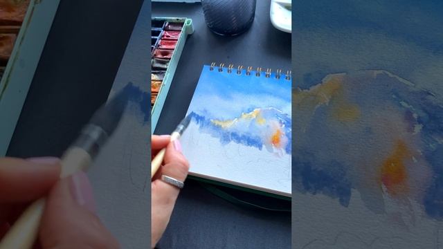 Лёгкий скетч акварелью. Зимний пейзаж. Рисуем снежные горы смотреть онлайн