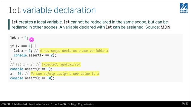 CS450 37 01 JavaScript let vs const vs let смотреть онлайн