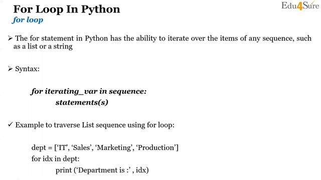Loops in Python | Python For Beginners Certificate Course | Edu4Sure Training смотреть онлайн