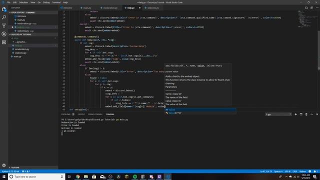 Making a discord bot using Discord.py | Part 8: Custom Help Command смотреть онлайн