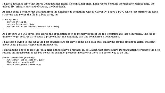 Software Engineering: Best way to lazy load blob from database in Java? смотреть онлайн