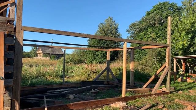 СТРОИМ САРАЙ 6x4 от ФУНДАМЕНТА до кровли. КАНАЛИЗАЦИЯ в сарай? смотреть онлайн