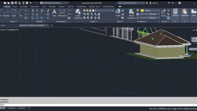Autodesk AutoCAD 2020 RUMAH 3D DENGAN TAMPAK dwg 2023 03 30 23 39 35 смотреть онлайн
