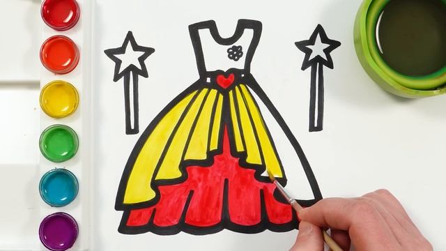 Dress for Girl Drawing, Painting and Coloring for Kids, Toddlers | How to Draw, Paint Basics смотреть онлайн