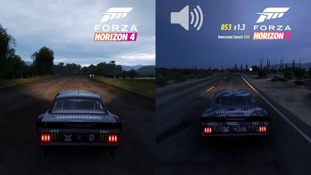 Forza Horizon 5 vs 4 gameplay and engine sounds comparison Ford Mustang Hoonicorn Hoonigan смотреть онлайн