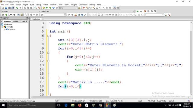 C++ Program To Print Matrix смотреть онлайн