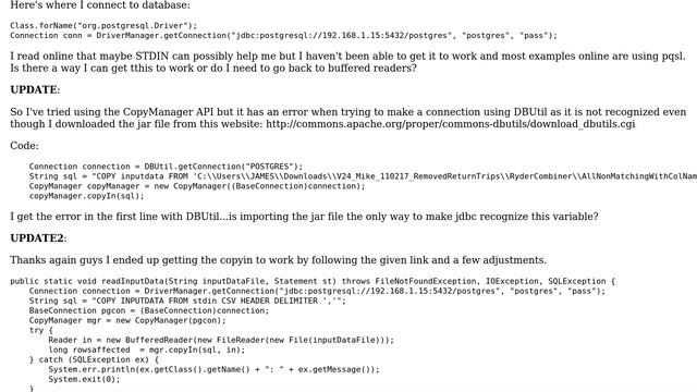 Databases: How do I use the `COPY` command with JDBC? смотреть онлайн