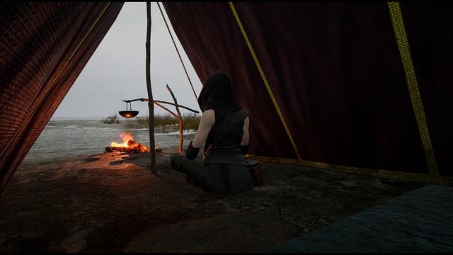 Tent, campfire, rain, distant thunder // Unreal Engine смотреть онлайн