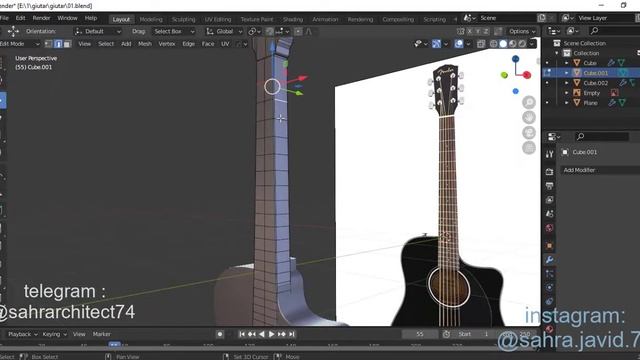 classic giutar modeling in blender by sahrajavid смотреть онлайн