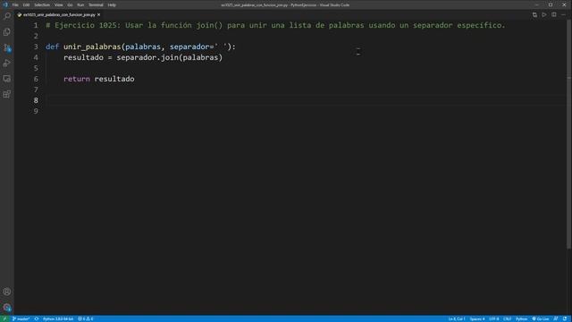 Python Ejercicio: 1025 Usar Función join() para Unir una Lista de Palabras con un Delimitador Dado смотреть онлайн