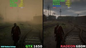 Radeon 680M (RDNA 2) vs GTX 1650 - Test in 8 Games