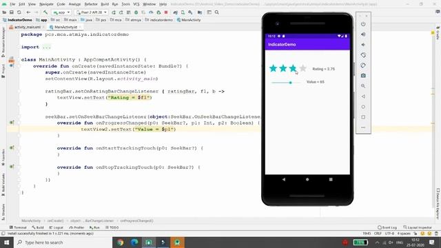 Indicators - RatingBar, SeekBar, ProgressBar - Android Kotlin смотреть онлайн