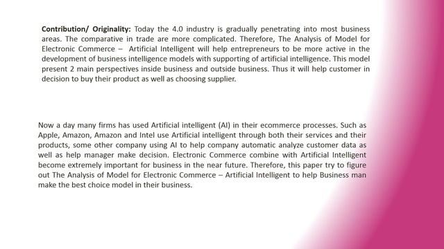 The analysis of model for electronic commerce artificial intelligent смотреть онлайн