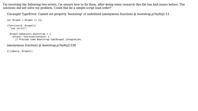 Drupal: Uncaught TypeError: Cannot set property 'bootstrap' of undefined (2 Solutions!!) смотреть онлайн