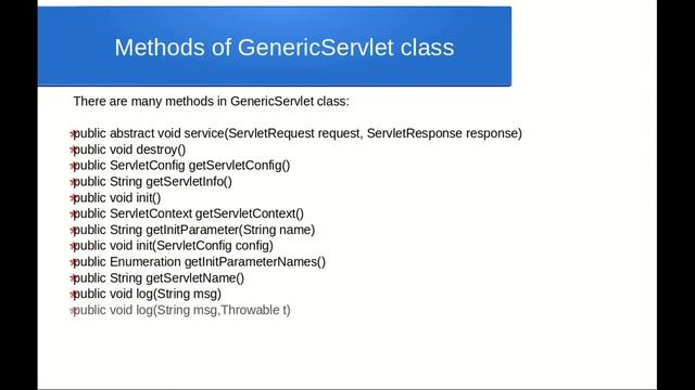 Java Servlet Interface GenericServlet class HttpServlet class Servlet Life Cycle -05 смотреть онлайн