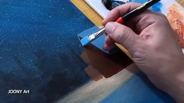 Painting a Snowy Winter Night / Acrylic Painting for Beginners смотреть онлайн