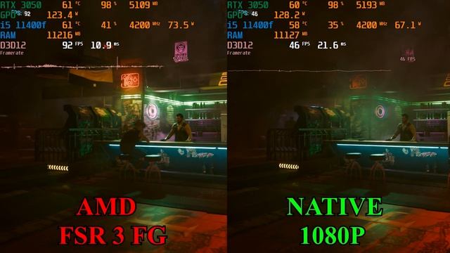 Cyberpunk 2077 - RTX 3050 8GB - AMD FSR 3 Frame Generation Mod смотреть онлайн