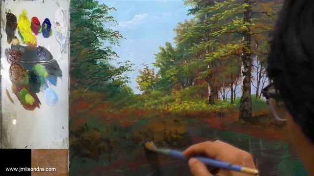 Tutorial: Acrylic Painting Landscape / Crystal Clear Stream In The Forest / JMLisondra